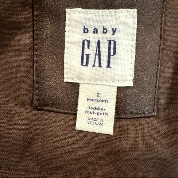 Baby GAP Faux Leather Moto Bomber Jacket Toddler Brown Sz 2 Years - Picture 2 of 15